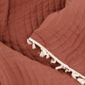 Lias – Linge de lit – Blanc cassé, Orange rouille – 260 x 260 cm