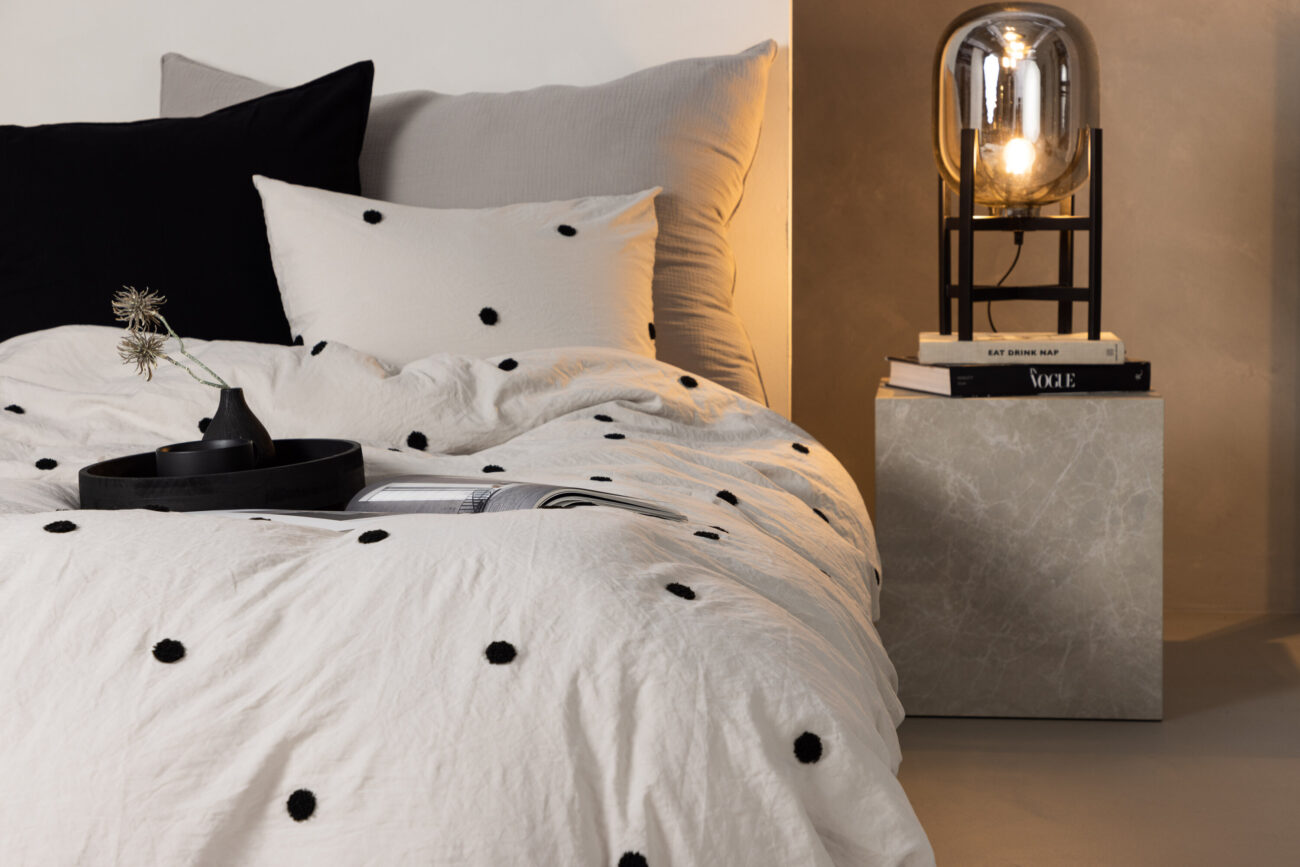 Loke – Linge de lit – Noir, Gris clair – 50 x 60 + 150 x 200 cm