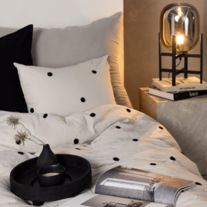 Loke – Linge de lit – Noir, Gris clair – 50 x 60 + 150 x 200 cm