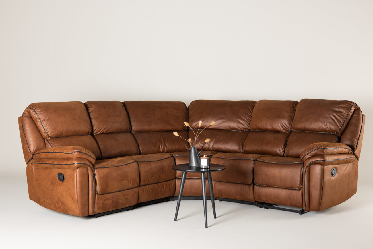 Saranda – Recliner Sofa – Noir, Marron – 98 x 104 x 169 cm