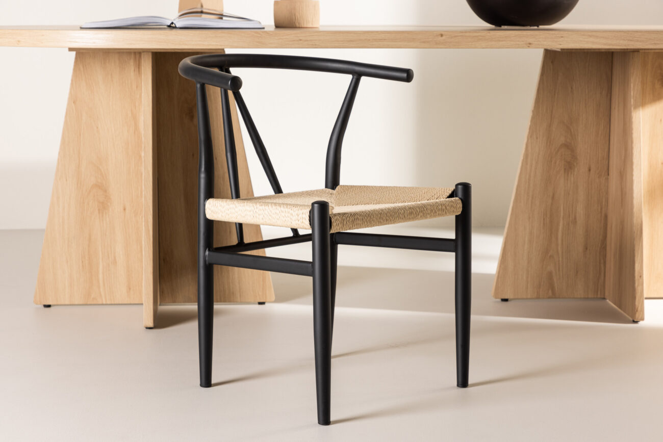Alfons – Chaise de salle à manger – Noir, Beige – 58 x 72 x 55 cm