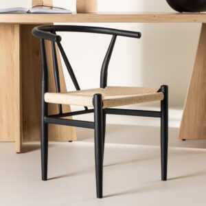 Alfons – Chaise de salle à manger – Noir, Beige – 58 x 72 x 55 cm