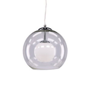 Roche – Suspension – Chrome, Transparent, Blanc, Gris – ⌀25 cm