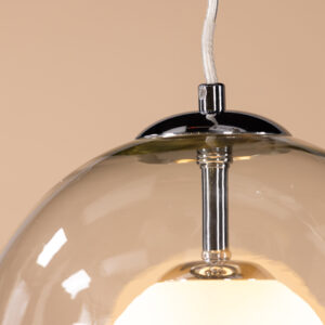 Roche – Suspension – Chrome, Transparent, Blanc, Gris – ⌀25 cm