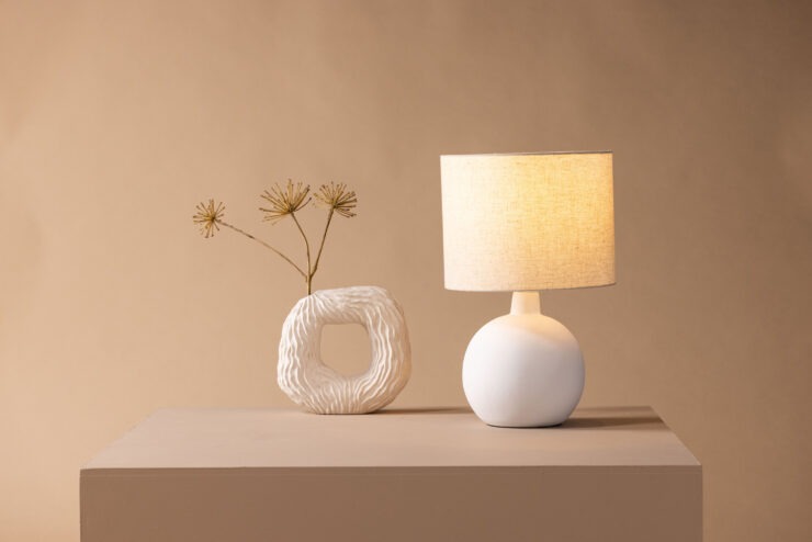 Torcello – Lampe à poser – Beige, Blanc – 32 x 51 x 32 cm