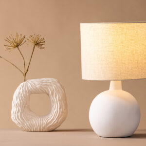 Torcello – Lampe à poser – Beige, Blanc – 32 x 51 x 32 cm