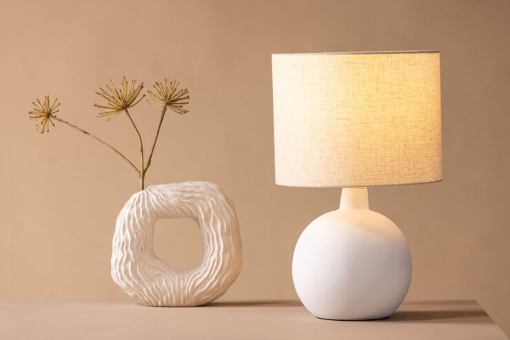 Torcello – Lampe à poser – Beige, Blanc – 32 x 51 x 32 cm