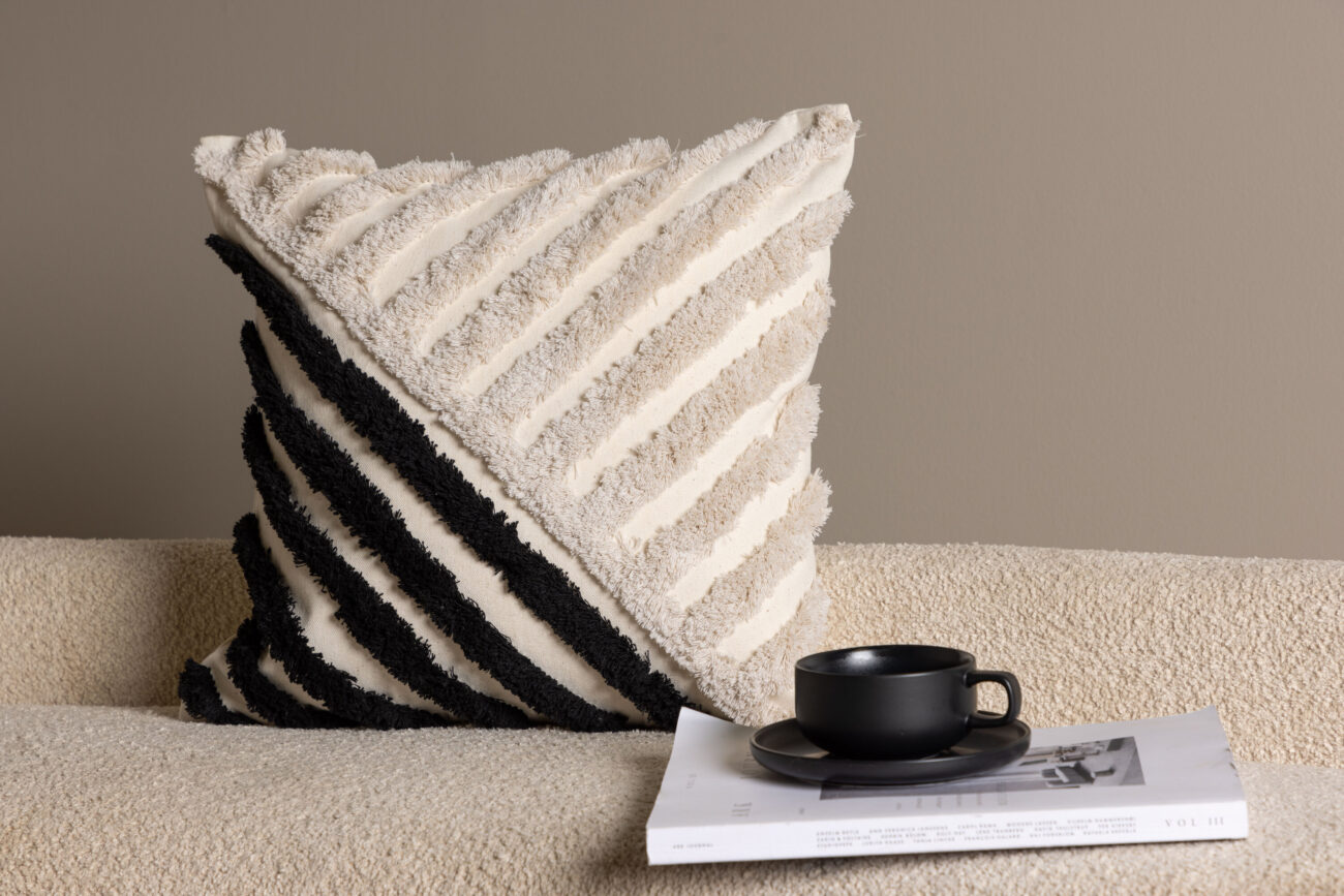 Zara – Housse de coussin – Noir, Blanc – 45 x 45 cm