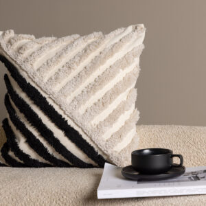 Zara – Housse de coussin – Noir, Blanc – 45 x 45 cm
