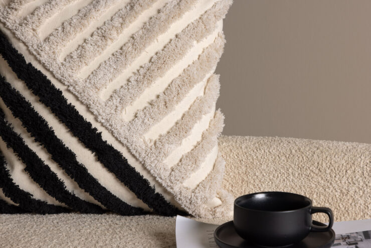 Zara – Housse de coussin – Noir, Blanc – 45 x 45 cm
