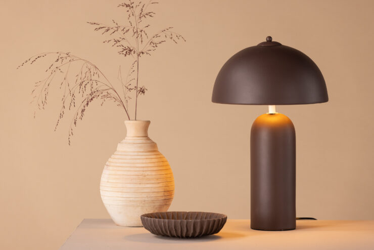 Corello – Lampe à poser – Marron, Noir – 28 x 45 x 28 cm