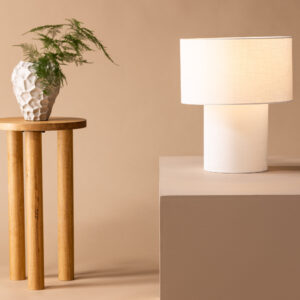 Globia – Lampe à poser – Beige, Blanc – 35 x 40 x 35 cm