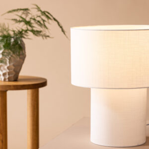 Globia – Lampe à poser – Beige, Blanc – 35 x 40 x 35 cm