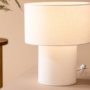Globia – Lampe à poser – Beige, Blanc – 35 x 40 x 35 cm