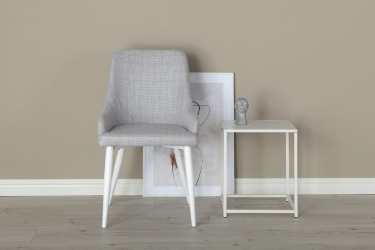 Plaza – Chaise de salle à manger – Gris, Blanc – 58 x 86 x 49 cm