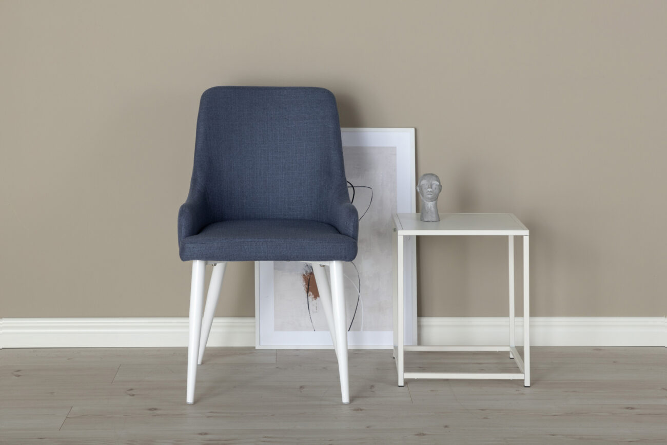 Plaza – Chaise de salle à manger – Bleu, Blanc – 58 x 86 x 49 cm