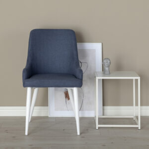 Plaza – Chaise de salle à manger – Bleu, Blanc – 58 x 86 x 49 cm