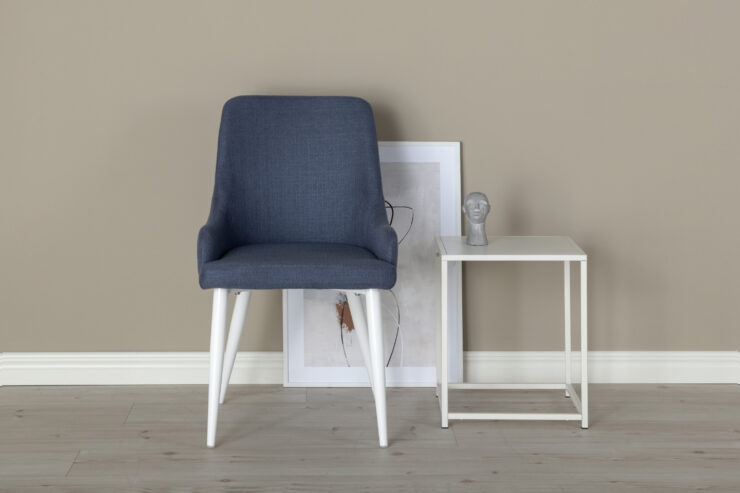 Plaza – Chaise de salle à manger – Bleu, Blanc – 58 x 86 x 49 cm