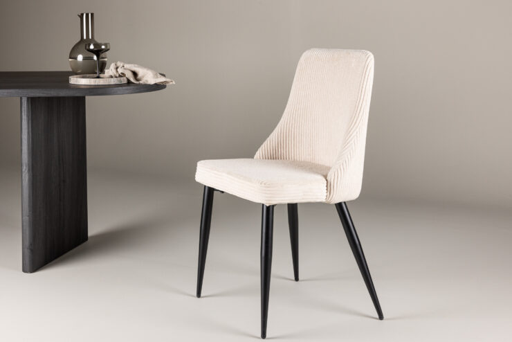Leone – Chaise de salle à manger – Beige, Noir – 63 x 91 x 47 cm