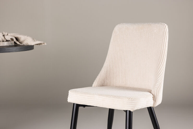 Leone – Chaise de salle à manger – Beige, Noir – 63 x 91 x 47 cm