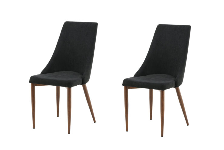 Leone – Chaise de salle à manger – Noir, Naturel – 63 x 91 x 47 cm