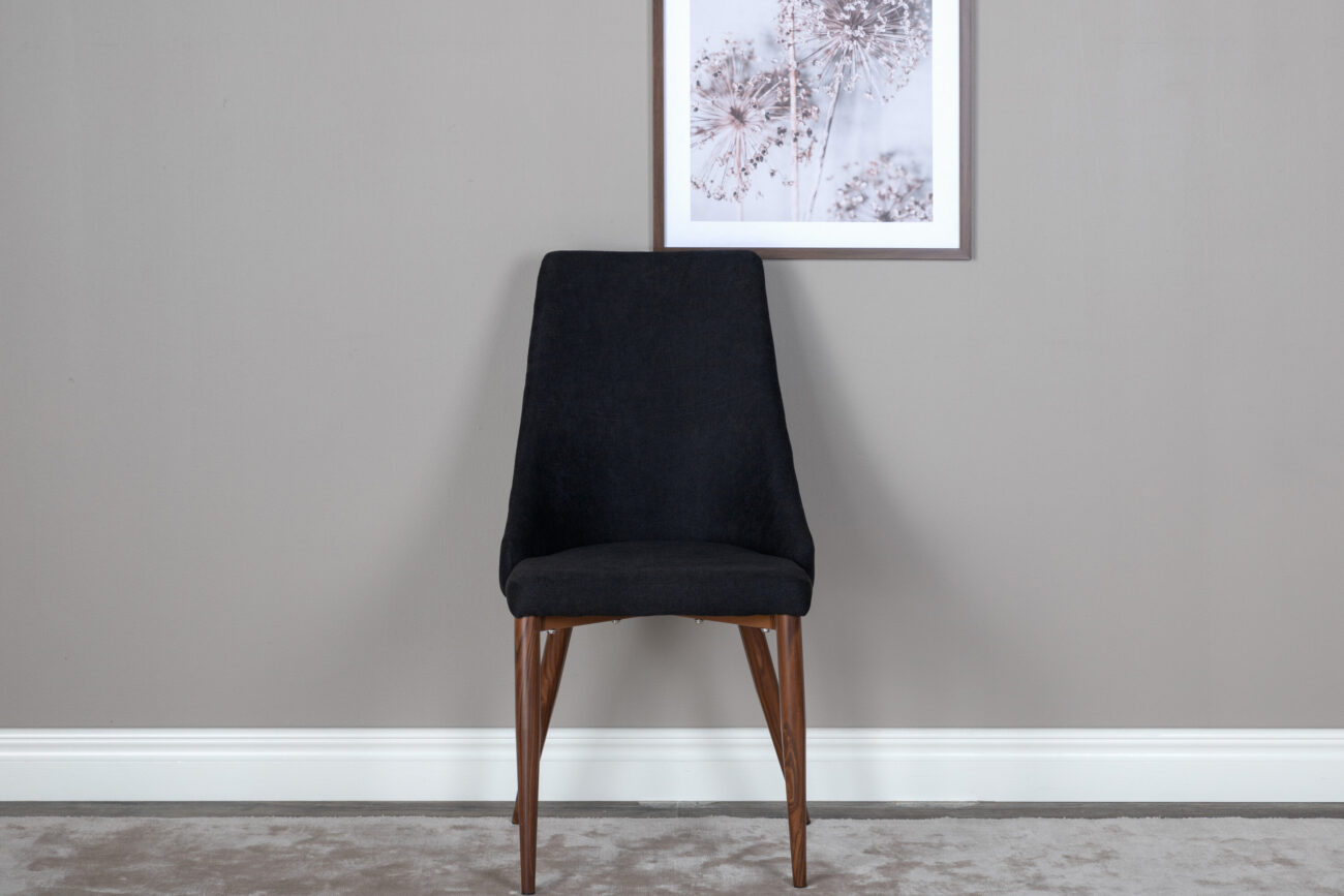 Leone – Chaise de salle à manger – Noir, Naturel – 63 x 91 x 47 cm