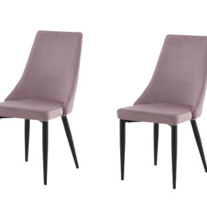 Leone – Chaise de salle à manger – Noir, Rose poudré – 63 x 91 x 47 cm