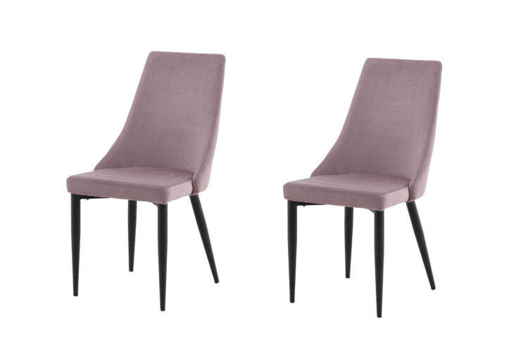 Leone – Chaise de salle à manger – Noir, Rose poudré – 63 x 91 x 47 cm