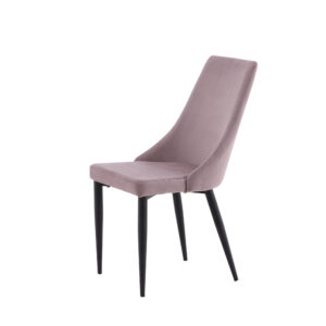 Leone – Chaise de salle à manger – Noir, Rose poudré – 63 x 91 x 47 cm