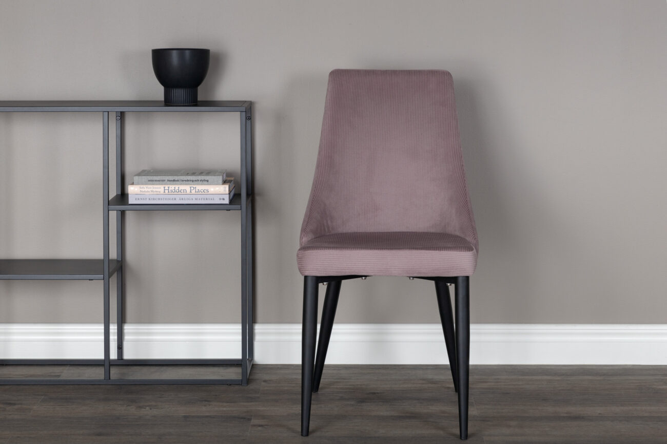 Leone – Chaise de salle à manger – Noir, Rose poudré – 63 x 91 x 47 cm
