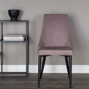 Leone – Chaise de salle à manger – Noir, Rose poudré – 63 x 91 x 47 cm