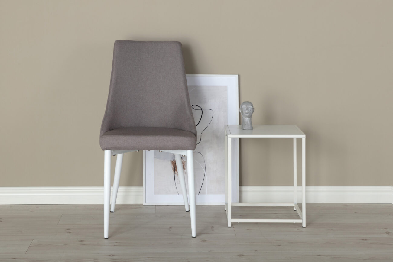Leone – Chaise de salle à manger – Gris, Blanc – 63 x 91 x 47 cm