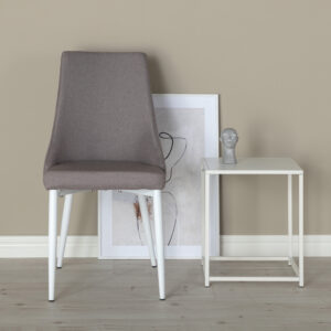 Leone – Chaise de salle à manger – Gris, Blanc – 63 x 91 x 47 cm