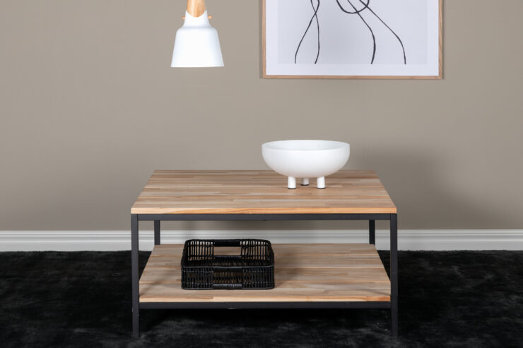 Cirebon – Table basse – Noir, Naturel – 80 x 80 cm