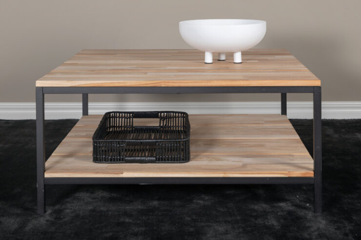 Cirebon – Table basse – Noir, Naturel – 80 x 80 cm
