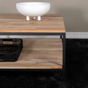 Cirebon – Table basse – Noir, Naturel – 80 x 80 cm