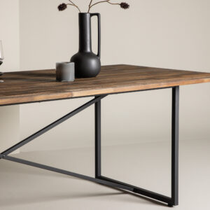 Padang – Table à manger rectangulaire – Noir, Naturel – 250 x 100 cm