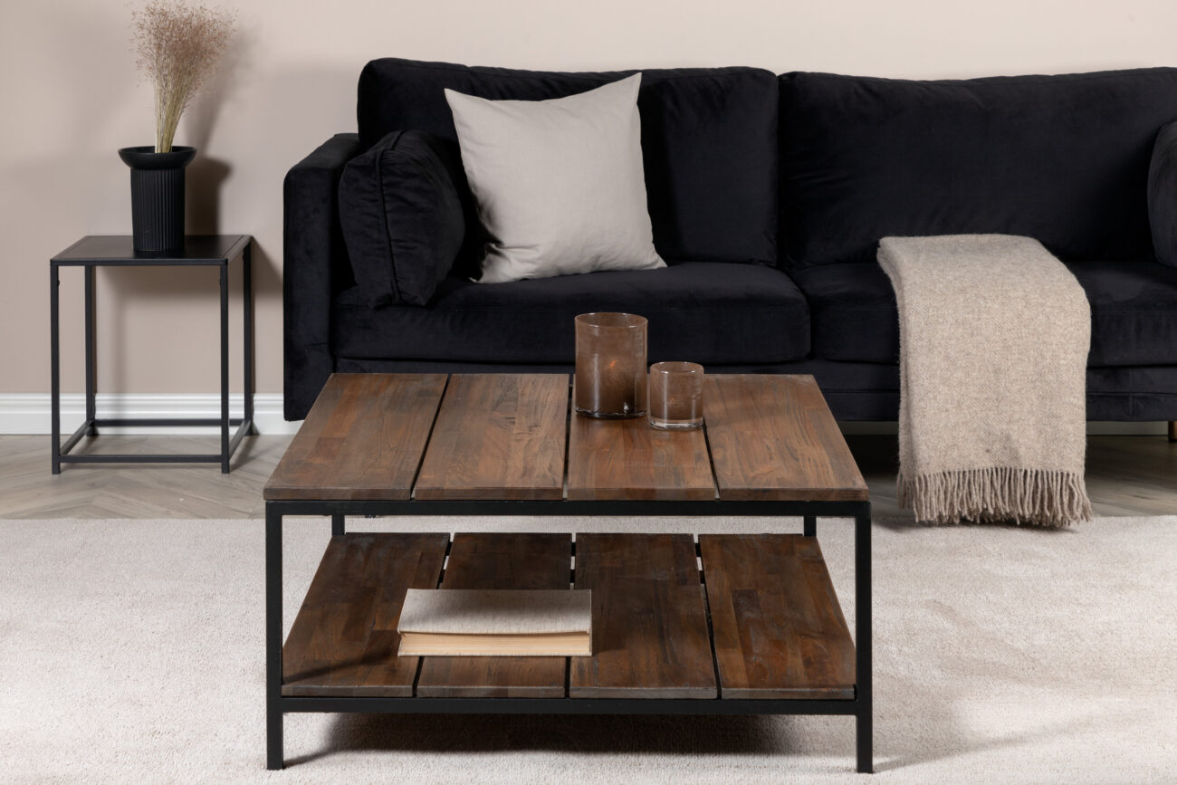 Padang – Table basse – Noir, Naturel, Marron – 80 x 80 cm