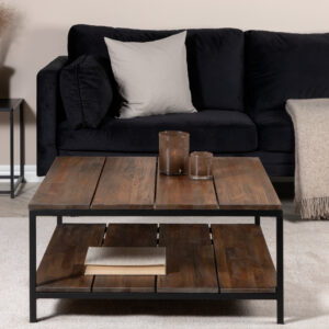Padang – Table basse – Noir, Naturel, Marron – 80 x 80 cm