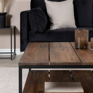 Padang – Table basse – Noir, Naturel, Marron – 80 x 80 cm
