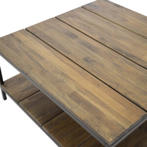 Padang – Table basse – Noir, Naturel, Marron – 80 x 80 cm