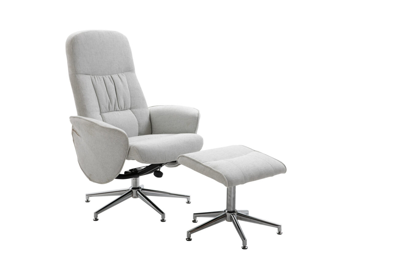 Rolf – Fauteuil relax – Chrome, Grège – 82 x 105 x 77 cm