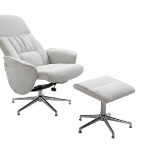 Rolf – Fauteuil relax – Chrome, Grège – 82 x 105 x 77 cm