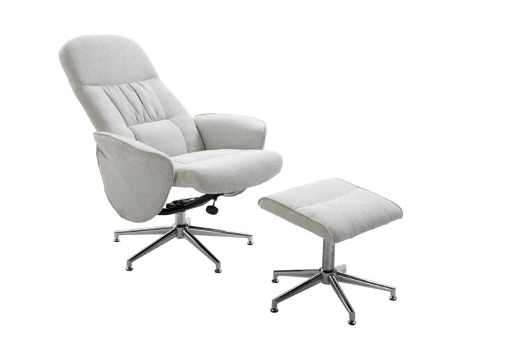 Rolf – Fauteuil relax – Chrome, Grège – 82 x 105 x 77 cm