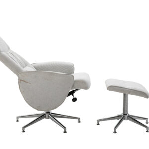 Rolf – Fauteuil relax – Chrome, Grège – 82 x 105 x 77 cm