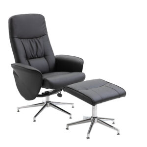 Rolf – Fauteuil relax – Noir, Chrome – 82 x 105 x 77 cm