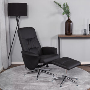 Rolf – Fauteuil relax – Noir, Chrome – 82 x 105 x 77 cm
