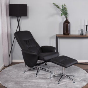 Rolf – Fauteuil relax – Noir, Chrome – 82 x 105 x 77 cm