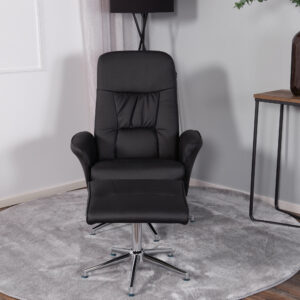Rolf – Fauteuil relax – Noir, Chrome – 82 x 105 x 77 cm