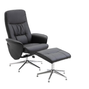 Rolf – Fauteuil relax – Noir, Chrome – 82 x 105 x 77 cm